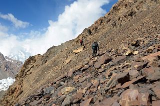 10 Traversing Loose Rocks On The Hill Above The Gasherbrum North Glacier In China.jpg